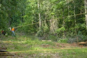Tying the tractor to the rope